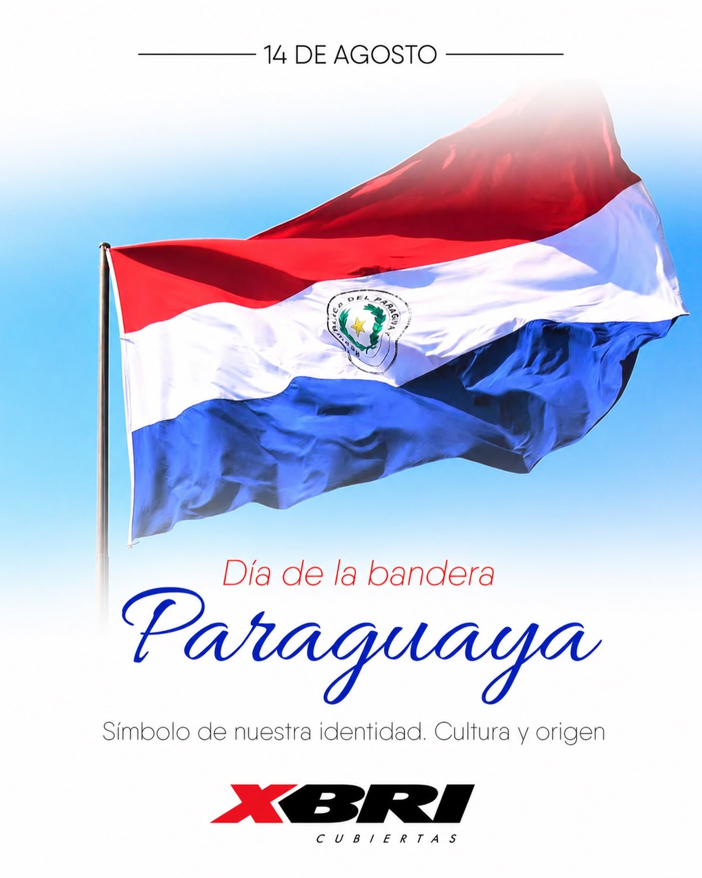 Bandera de Paraguay ondeando al viento como símbolo de identidad nacional